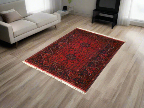 Terkaman Tribal Afghan Oriental Rug, 3' 5" x 4' 10" (C)
