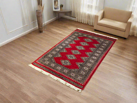 Hand-Knotted Pakistan Kashmiri Silk Wool Blend Rug, 3' x 4' 7" (E)