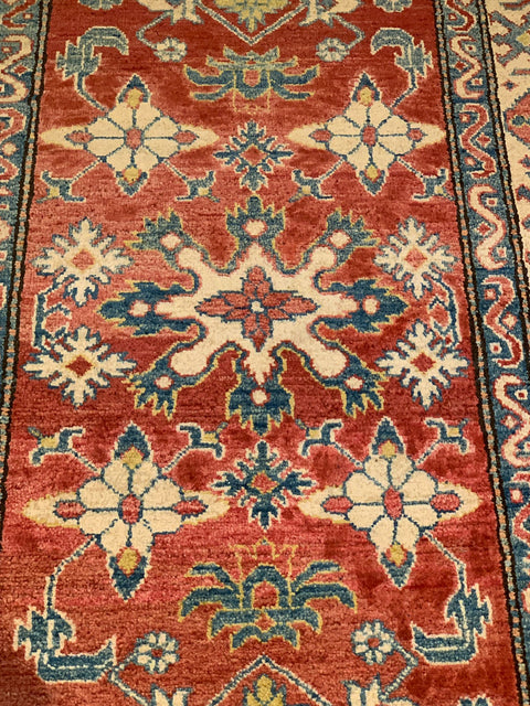 Hand-Knotted Vegetable Dye Kazak Rug from Pakistan, 3' 3" x 5' 4"