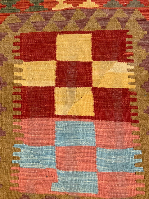 Afghan Kilim Handwoven flatweave Rug 3' 4" x 3' 5"