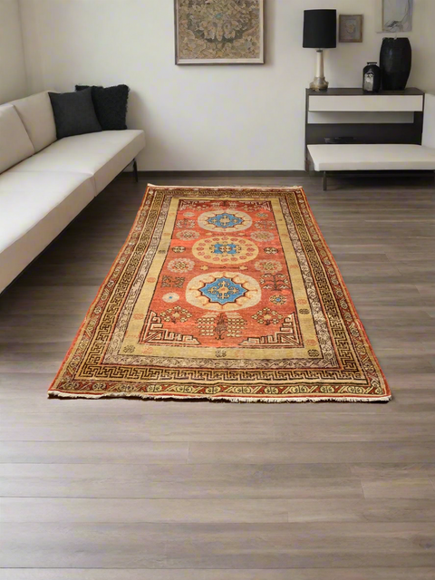 Antique Khotan Samarkand Rug, circa 1910's, 4' 10" x 10' 1"