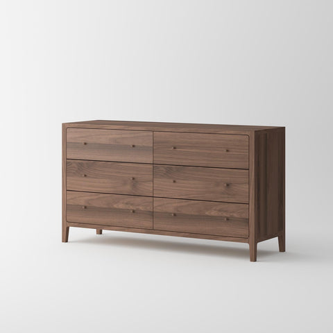 Isabella Mid Century 6 Drawer Dresser - Solid American Black Walnut