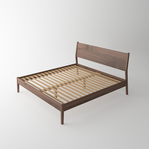 Isabella Mid Century Bed Frame - Solid Black American Walnut