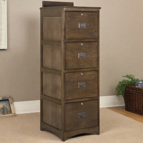 Pre-Order Mission Solid Oak 4 Drawer File Cabinet - Walnut