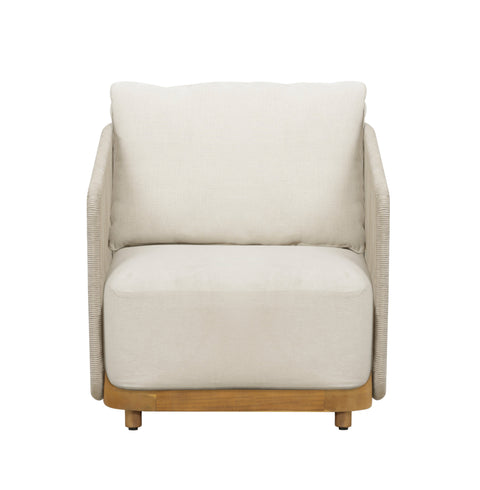 Alpine Teak Wood Outdoor Arm Chair with Biege Rope Design