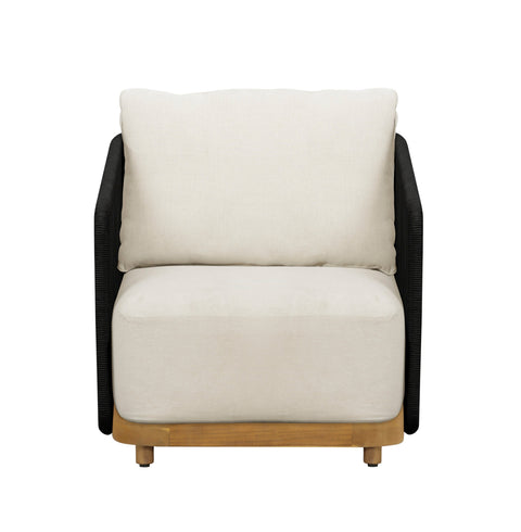 Alpine Teak Wood Outdoor Arm Chair with Black Rope Design