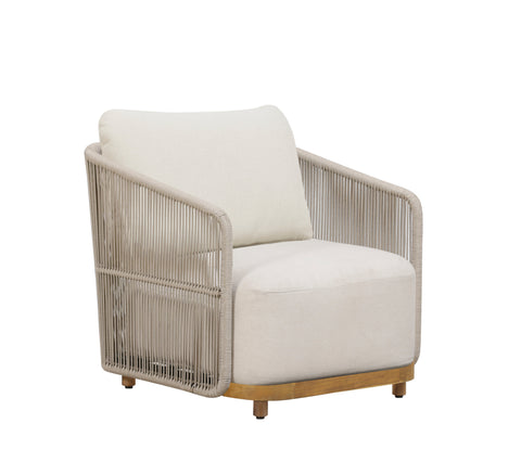 Alpine Teak Wood Outdoor Arm Chair with Biege Rope Design