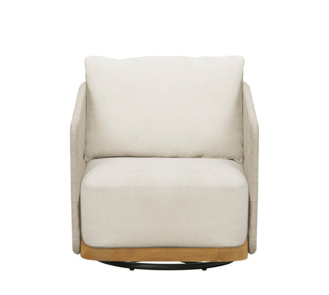 Alpine Teak Wood Modern Swivel Outdoor Arm Chair – Beige