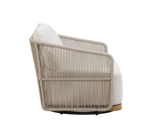 Alpine Teak Wood Modern Swivel Outdoor Arm Chair – Beige