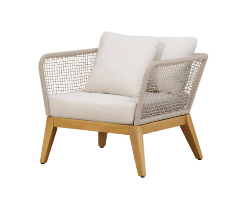 Cypress Teak Wood Outdoor Arm Chair with Biege Rope Design