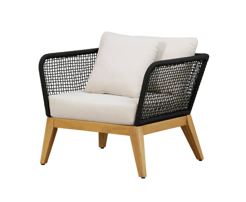 Cypress Teak Wood Outdoor Arm Chair with Black Rope Design