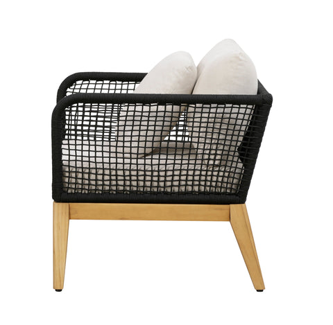 Cypress Teak Wood Outdoor Arm Chair with Black Rope Design