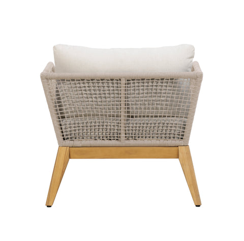 Cypress Teak Wood Outdoor Arm Chair with Biege Rope Design