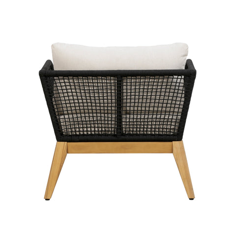 Cypress Teak Wood Outdoor Arm Chair with Black Rope Design