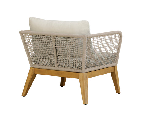 Cypress Teak Wood Outdoor Arm Chair with Biege Rope Design
