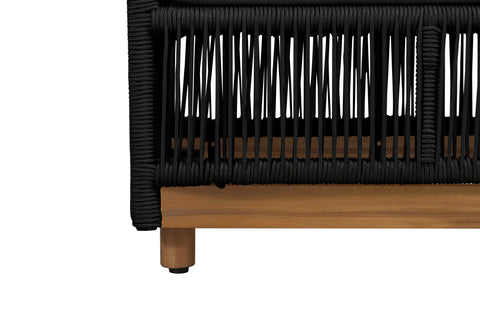 Alpine Teak Wood Outdoor Ottoman with Black - Rope Design