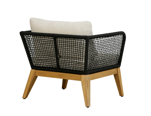 Cypress Teak Wood Outdoor Arm Chair with Black Rope Design