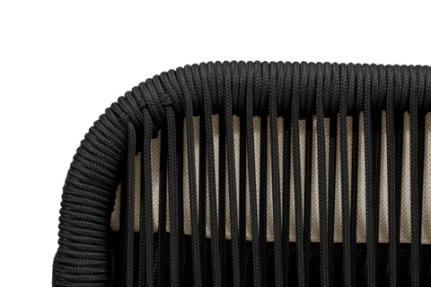 Alpine Teak Wood Outdoor Ottoman with Black - Rope Design