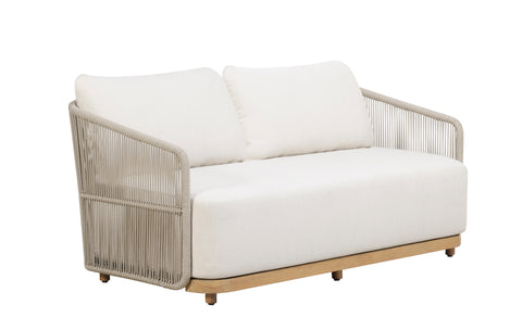 Alpine Teak Wood Outdoor Loveseat with Gray Rope Design