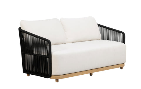 Alpine Teak Wood Outdoor Loveseat with Black Rope Design