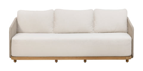 Alpine Teak Wood Outdoor Sofa with Biege Rope Design