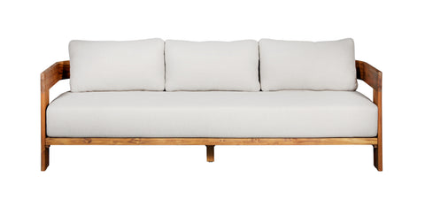 Paradiso Outdoor Solid Teak Wood Sofa - Gray Fabric