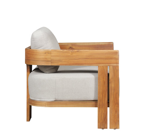 Paradiso Outdoor Solid Teak Wood Chair - Grey fabric