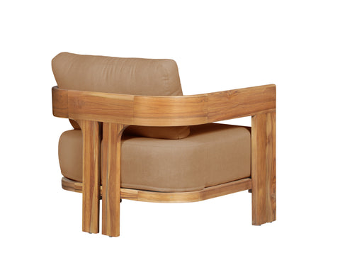 Paradiso Outdoor Solid Teak Wood Chair - light brown fabric