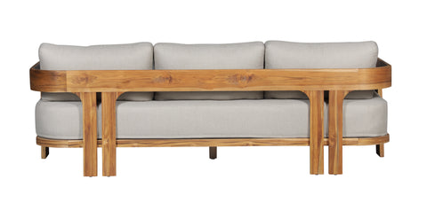 Paradiso Outdoor Solid Teak Wood Sofa - Gray Fabric