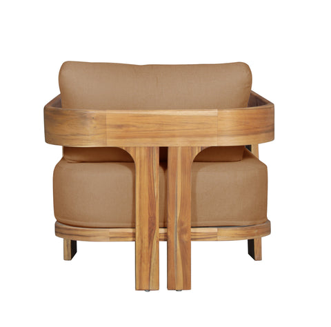 Paradiso Outdoor Solid Teak Wood Chair - light brown fabric