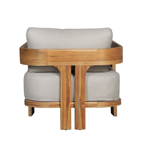 Paradiso Outdoor Solid Teak Wood Chair - Grey fabric
