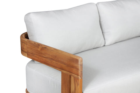 Paradiso Outdoor Solid Teak Wood Sofa - Light Gray Fabric