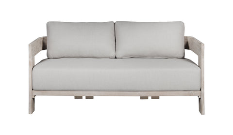 Paradiso Outdoor Solid Teak Wood Love seat - Gray Fabric