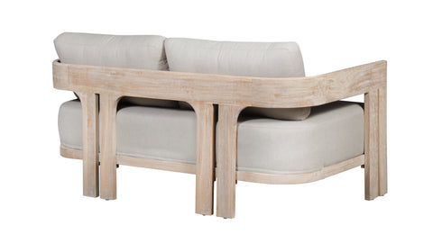 Paradiso Outdoor Solid Teak Wood Love seat Natural Look  - Gray Fabric