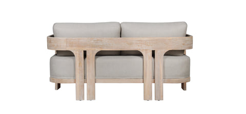 Paradiso Outdoor Solid Teak Wood Love seat Natural Look  - Gray Fabric