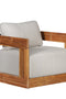 Paradiso Outdoor Solid Teak Swivel Chair - Gray Fabric