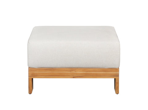 Paradiso Outdoor Solid Teak Wood Ottoman - Gray fabric
