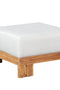 Paradiso Outdoor Solid Teak Wood Ottoman - Light gray fabric