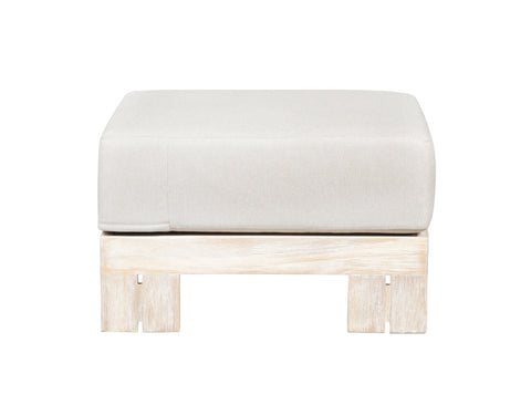 Paradiso Outdoor Teak Natural Look Ottoman - Gray Fabric