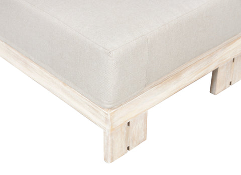 Paradiso Outdoor Teak Natural Look Ottoman - Gray Fabric