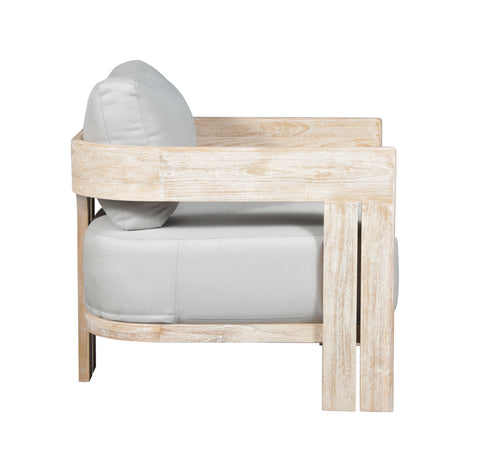 Paradiso Outdoor Solid Teak Wood Chair Natural look - Light Grey fabric