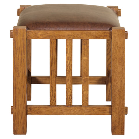 Mission Spindle Stool - Quarter Sawn Oak & Leather (2 Colors Available) (Pre-Order Walnut Stain)