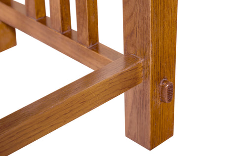 Mission Spindle Stool - Quarter Sawn Oak & Leather (2 Colors Available) (Pre-Order Walnut Stain)