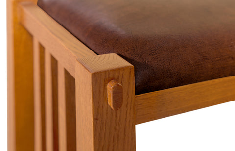 Mission Spindle Stool - Quarter Sawn Oak & Leather (2 Colors Available) (Pre-Order Walnut Stain)