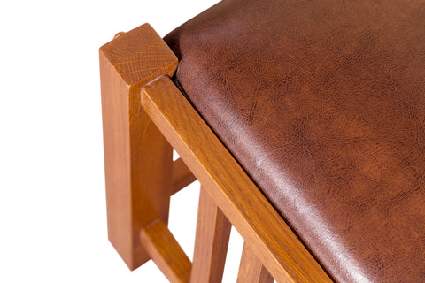 Mission Spindle Stool - Quarter Sawn Oak & Leather (2 Colors Available) (Pre-Order Walnut Stain)