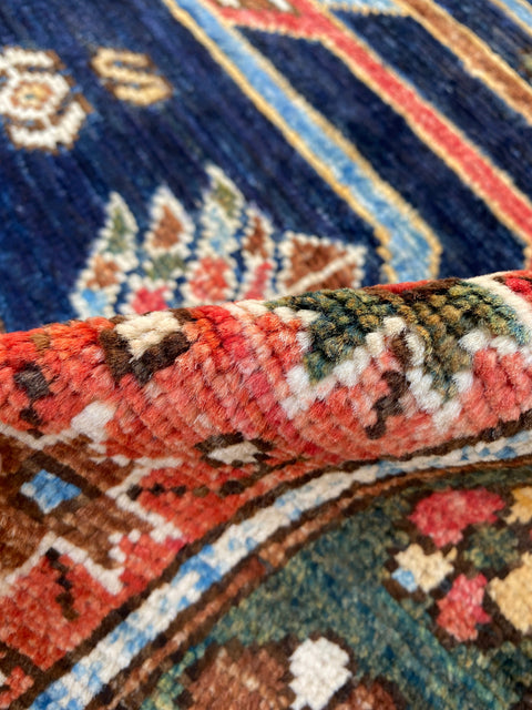 Hand-Knotted Vegetable Dye Kazak Rug from Pakistan, 5' x 6' 7"