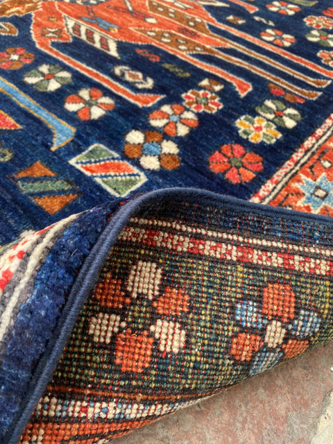 Hand-Knotted Vegetable Dye Kazak Rug from Pakistan, 5' x 6'7"