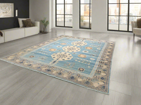 Khotan Samarkand Large Hand made Oriental Rug, size 10' 3" x 12' 6"