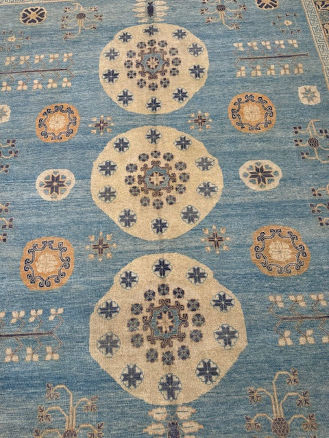 Khotan Samarkand Large Hand made Oriental Rug, size 10' 3" x 12' 6"