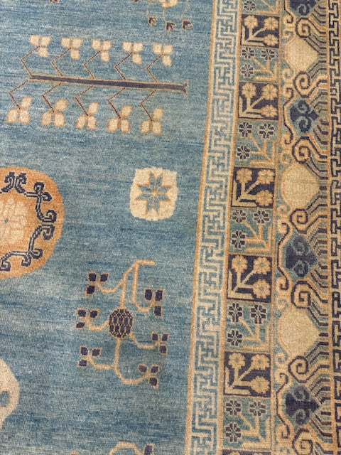 Khotan Samarkand Large Hand made Oriental Rug, size 10' 3" x 12' 6"